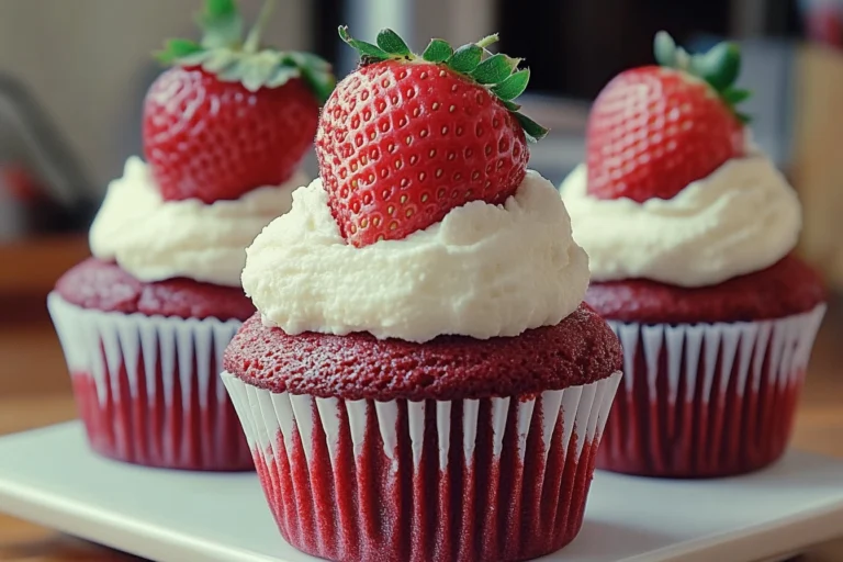 Strawberry Cheesecake Red Velvet Cupcakes